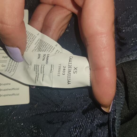 NWT Cupshe Navy Shimmer Palm Trees One Piece Bathing Suit Sz XS - Picture 5 of 7